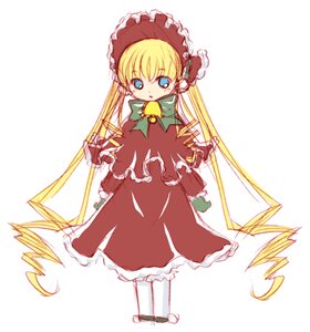 Rating: Safe Score: 0 Tags: 1girl blonde_hair blue_eyes bonnet bow bowtie capelet dress drill_hair full_body green_bow green_neckwear image long_hair long_sleeves looking_at_viewer pantyhose red_dress shinku shoes simple_background solo standing twin_drills twintails very_long_hair white_background white_legwear User: admin