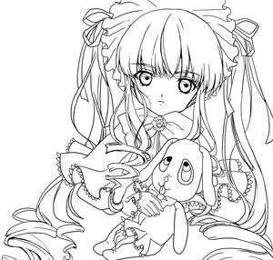 Rating: Safe Score: 0 Tags: 1girl dress flower frills greyscale hair_ribbon image lineart long_hair long_sleeves looking_at_viewer monochrome ribbon rose shinku simple_background solo stuffed_animal stuffed_bunny upper_body very_long_hair white_background User: admin