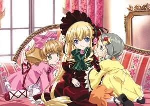 Rating: Safe Score: 0 Tags: 3girls bangs black_footwear blonde_hair blue_eyes bonnet bow bowtie cup curtains dress drill_hair frills green_dress green_eyes hair_bow hair_ornament hair_ribbon hat hina_ichigo image indoors long_hair long_sleeves looking_at_viewer mary_janes multiple multiple_girls pink_bow pink_dress red_footwear ribbon rose shinku shoes sitting smile tagme twin_drills twintails white_legwear window User: admin