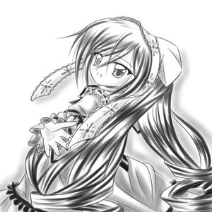 Rating: Safe Score: 0 Tags: 1girl :d blush dress frills greyscale image long_hair looking_back monochrome open_mouth smile solo suiseiseki underwear very_long_hair User: admin