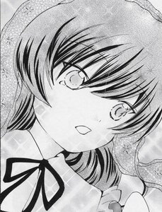 Rating: Safe Score: 0 Tags: 1girl close-up eyebrows_visible_through_hair graphite_(medium) greyscale image looking_at_viewer monochrome ribbon solo suiseiseki traditional_media User: admin