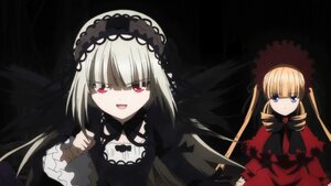 Rating: Safe Score: 0 Tags: 2girls blonde_hair blue_eyes dress hairband image long_hair long_sleeves looking_at_viewer multiple_girls open_mouth pair shinku silver_hair suigintou twintails wings User: admin