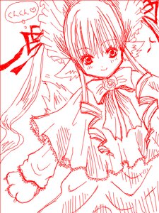 Rating: Safe Score: 0 Tags: 1girl animal_ears blush bow cat_ears dress image looking_at_viewer monochrome shinku smile solo User: admin
