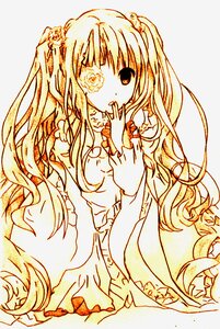 Rating: Safe Score: 0 Tags: 1girl dress flower frills hair_ornament image kirakishou long_hair long_sleeves looking_at_viewer monochrome solo traditional_media two_side_up very_long_hair User: admin