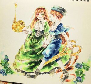 Rating: Safe Score: 0 Tags: 2girls :d blue_dress brown_hair dress frills green_dress green_eyes hat heterochromia holding_hands image long_hair long_sleeves multiple_girls open_mouth pair red_eyes short_hair siblings sisters smile souseiseki suiseiseki traditional_media twins watercolor_(medium) User: admin