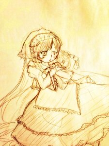 Rating: Safe Score: 0 Tags: 1girl auto_tagged blush dress frills image long_hair long_sleeves monochrome solo suiseiseki traditional_media very_long_hair User: admin