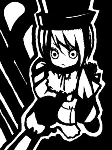 Rating: Safe Score: 0 Tags: 1girl blush closed_mouth dress greyscale image long_sleeves looking_at_viewer monochrome ribbon simple_background solo souseiseki white_background User: admin