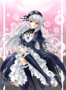 Rating: Safe Score: 0 Tags: 1girl bad_id bad_pixiv_id black_dress black_ribbon boots doll_joints dress flower frills hairband image joints knee_boots kneehighs long_hair long_sleeves looking_at_viewer puffy_sleeves red_eyes ribbon rose rozen_maiden silver_hair sitting solo suigintou traditional_media trimcolor very_long_hair wings User: admin