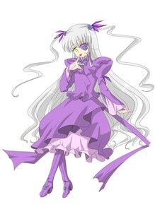 Rating: Safe Score: 0 Tags: 1girl barasuishou boots dress flower frills full_body high_heel_boots image knee_boots long_hair long_sleeves looking_at_viewer purple_dress purple_flower purple_footwear ribbon silver_hair solo standing striped striped_background tongue tongue_out vertical_stripes very_long_hair yellow_eyes User: admin