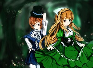 Rating: Safe Score: 0 Tags: 2girls brown_hair dress frills green_dress green_eyes hat heterochromia image long_hair long_sleeves multiple_girls pair red_eyes siblings sisters skirt_hold smile souseiseki suiseiseki twins very_long_hair User: admin