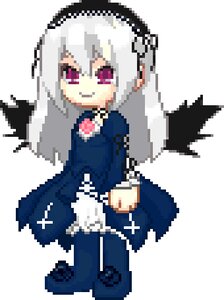 Rating: Safe Score: 0 Tags: 1girl chibi dress image long_hair long_sleeves pixel_art solo standing suigintou white_background wings User: admin