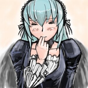 Rating: Safe Score: 0 Tags: 1girl blush closed_eyes closed_mouth dress frills gothic_lolita hand_to_own_mouth image juliet_sleeves long_hair long_sleeves puffy_sleeves solo suigintou upper_body User: admin