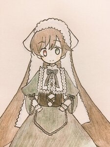 Rating: Safe Score: 0 Tags: 1girl bangs black_ribbon brown_hair capelet closed_mouth dress eyebrows_visible_through_hair frills green_dress green_eyes heterochromia image long_hair long_sleeves looking_at_viewer red_eyes ribbon simple_background smile solo suiseiseki very_long_hair User: admin