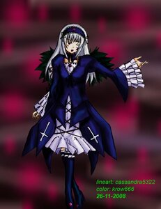 Rating: Safe Score: 0 Tags: 1girl black_wings boots dress frills full_body image knee_boots long_hair long_sleeves looking_at_viewer one_eye_closed open_mouth red_eyes silver_hair solo suigintou wings User: admin