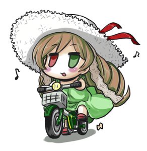 Rating: Safe Score: 0 Tags: 1girl ? beamed_eighth_notes beamed_sixteenth_notes blush chibi dress eighth_note green_dress green_eyes ground_vehicle hat heterochromia image long_hair music musical_note quarter_note red_eyes singing sixteenth_note solo spoken_musical_note suiseiseki treble_clef very_long_hair white_background User: admin