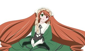 Rating: Safe Score: 0 Tags: 1girl brown_hair dress green_eyes heterochromia image long_hair long_sleeves looking_at_viewer red_eyes simple_background solo suiseiseki twintails very_long_hair User: admin