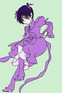 Rating: Safe Score: 0 Tags: 1boy barasuishou boots dress frills full_body green_background high_heel_boots high_heels image long_sleeves puffy_sleeves purple_dress purple_footwear purple_hair purple_skirt simple_background solo User: admin