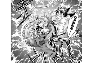 Rating: Safe Score: 0 Tags: comic dress frills greyscale hairband image long_hair long_sleeves monochrome multiple_girls shinku solo suiseiseki very_long_hair User: admin