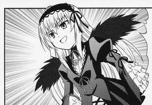 Rating: Safe Score: 0 Tags: 1girl :d breasts dress frills greyscale hairband image long_hair long_sleeves looking_at_viewer monochrome open_mouth ribbon smile solo suigintou upper_body wings User: admin