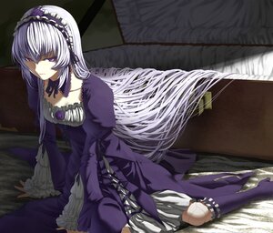 Rating: Safe Score: 3 Tags: 1girl arm_support bad_id bad_pixiv_id boots doll_joints dress flower frills gothic_lolita hairband image joints juliet_sleeves light_purple_hair lolita_fashion lolita_hairband long_hair long_sleeves puffy_sleeves purple_dress purple_eyes purple_flower purple_rose rose rozen_maiden serious silver_hair sitting solo suigintou suitcase tef very_long_hair wings yokozuwari User: admin