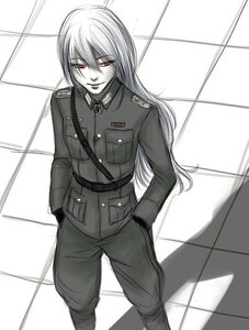 Rating: Safe Score: 0 Tags: 1girl belt checkered checkered_floor from_above greyscale honeycomb_background image long_hair looking_at_viewer military military_uniform monochrome perspective red_eyes smile solo spot_color suigintou tile_floor tile_wall tiles uniform User: admin