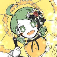 Rating: Safe Score: 0 Tags: 1girl chain green_eyes green_hair hair_ornament image kanaria open_mouth short_hair simple_background smile solo yellow_background User: admin