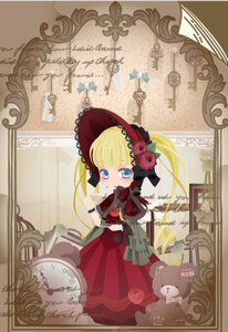 Rating: Safe Score: 0 Tags: 1girl blonde_hair blue_eyes blush bonnet bow dress flower image long_hair looking_at_viewer red_dress rose shinku solo stuffed_animal twintails User: admin