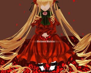 Rating: Safe Score: 0 Tags: 1girl blonde_hair bow dress flower hair_over_eyes hair_ribbon image long_hair long_sleeves petals red_dress ribbon rose rose_petals shinku solo twintails very_long_hair User: admin