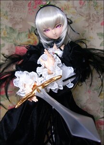 Rating: Safe Score: 0 Tags: 1girl black_dress doll dress flower frilled_sleeves frills hairband long_hair long_sleeves looking_at_viewer pink_eyes silver_hair solo suigintou wings User: admin