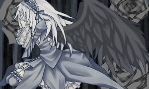 Rating: Safe Score: 0 Tags: 1girl black_wings dress feathered_wings flower frills image juliet_sleeves long_hair long_sleeves ribbon rose solo suigintou wide_sleeves wings User: admin