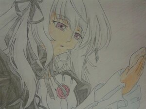 Rating: Safe Score: 0 Tags: 1girl bangs black_ribbon eyebrows_visible_through_hair flower hair_between_eyes image looking_at_viewer parted_lips pink_eyes ribbon rose solo suigintou traditional_media white_hair User: admin