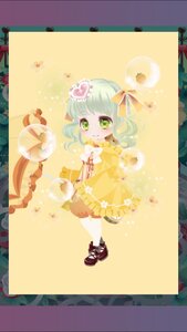 Rating: Safe Score: 0 Tags: 1girl bow dress flower green_eyes green_hair hair_ornament image kanaria pantyhose ribbon shoes smile solo white_legwear yellow_dress User: admin