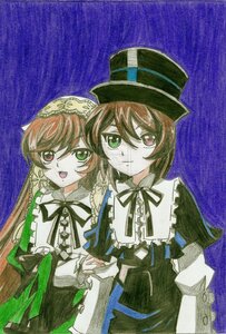 Rating: Safe Score: 0 Tags: 2girls brown_hair dress frills green_dress green_eyes hat heterochromia image long_hair long_sleeves looking_at_viewer multiple_girls open_mouth pair red_eyes ribbon short_hair siblings sisters smile souseiseki suiseiseki top_hat twins User: admin