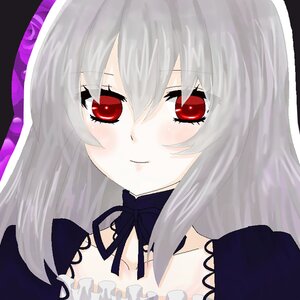 Rating: Safe Score: 0 Tags: 1girl blush image looking_at_viewer portrait red_eyes ribbon silver_hair simple_background smile solo suigintou white_background User: admin