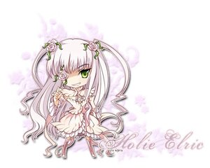 Rating: Safe Score: 0 Tags: 1girl chibi dress eyepatch flower frills green_eyes grin hair_flower hair_ornament image kirakishou long_hair rose smile solo very_long_hair User: admin