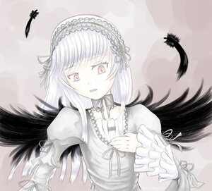 Rating: Safe Score: 0 Tags: 1girl black_feathers black_ribbon black_wings dress feathered_wings feathers frills hairband image long_hair long_sleeves looking_at_viewer pink_eyes puffy_sleeves ribbon solo suigintou upper_body wings User: admin