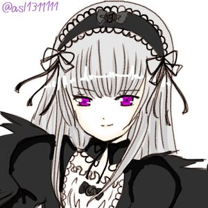 Rating: Safe Score: 0 Tags: 1girl bangs black_wings closed_mouth detached_collar dress flower hairband image juliet_sleeves lolita_hairband long_hair long_sleeves looking_at_viewer puffy_sleeves ribbon rose silver_hair simple_background smile solo suigintou twitter_username upper_body white_background wings User: admin