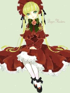 Rating: Safe Score: 0 Tags: 1girl auto_tagged blonde_hair blue_eyes bonnet bow bowtie dress flower full_body green_background green_bow image long_hair long_sleeves looking_at_viewer red_dress rose shinku sitting solo twintails very_long_hair white_legwear User: admin