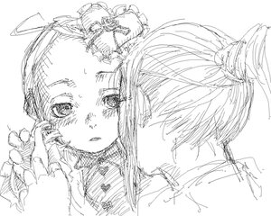 Rating: Safe Score: 0 Tags: 1girl blush face flower hair_ornament image kanaria looking_at_viewer monochrome portrait sketch solo white_background User: admin