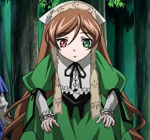 Rating: Safe Score: 0 Tags: 1girl :o brown_hair dress frills green_dress green_eyes heterochromia image long_hair long_sleeves looking_at_viewer nature outdoors red_eyes solo suiseiseki twintails very_long_hair User: admin