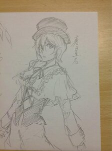 Rating: Safe Score: 0 Tags: 1girl capelet dated frills hair_between_eyes hat image long_sleeves looking_at_viewer monochrome photo short_hair sketch solo souseiseki traditional_media User: admin