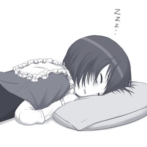 Rating: Safe Score: 0 Tags: 1girl blush closed_eyes diagonal_stripes frills greyscale hair_over_one_eye image long_sleeves lying monochrome open_mouth pillow short_hair sleeping solo souseiseki striped striped_background vertical_stripes User: admin