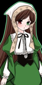 Rating: Safe Score: 0 Tags: 1girl bangs blush brown_hair dress frills green_dress green_eyes head_scarf heterochromia image long_hair long_sleeves looking_at_viewer red_eyes simple_background solo standing suiseiseki twintails very_long_hair User: admin