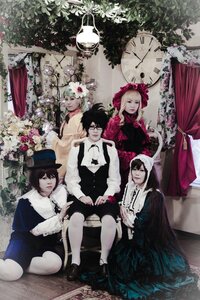 Rating: Safe Score: 0 Tags: black_hair blonde_hair curtains dress hat multiple_boys multiple_cosplay multiple_girls sitting tagme top_hat User: admin