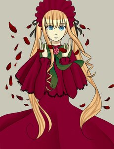 Rating: Safe Score: 0 Tags: 1girl blonde_hair blue_eyes bow dress flower image long_hair long_sleeves looking_at_viewer petals red_dress red_flower rose rose_petals shinku solo twintails very_long_hair User: admin