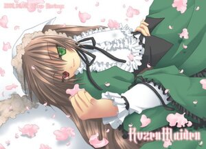Rating: Safe Score: 0 Tags: 1girl brown_hair cherry_blossoms copyright_name dress frills green_dress green_eyes heterochromia image long_hair long_sleeves looking_at_viewer petals red_eyes smile solo suiseiseki twintails very_long_hair User: admin