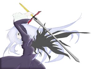 Rating: Safe Score: 0 Tags: 1girl black_dress black_wings dress feathers holding_weapon image long_hair long_sleeves ribbon simple_background solo striped suigintou sword weapon white_background wings User: admin