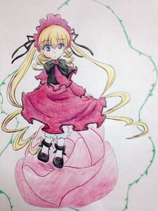 Rating: Safe Score: 0 Tags: 1girl black_footwear blonde_hair blue_eyes bonnet bow bowtie capelet dress flower full_body image leaf long_hair long_sleeves looking_at_viewer photo plant red_dress shinku shoes solo standing twintails very_long_hair vines white_legwear User: admin
