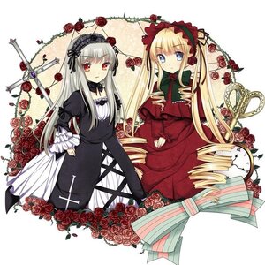 Rating: Safe Score: 0 Tags: 2girls blonde_hair blue_eyes bow dress drill_hair flower frills gothic_lolita hairband image lolita_fashion long_hair long_sleeves multiple_girls pair pink_rose red_eyes red_flower red_rose rose shinku suigintou thorns twin_drills twintails User: admin