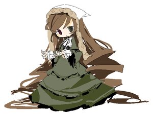 Rating: Safe Score: 0 Tags: 1girl bangs black_eyes brown_hair dress frills full_body green_dress green_eyes head_scarf image juliet_sleeves long_hair long_sleeves open_mouth puffy_sleeves solo suiseiseki very_long_hair white_background User: admin